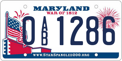 MD license plate 0AB1286