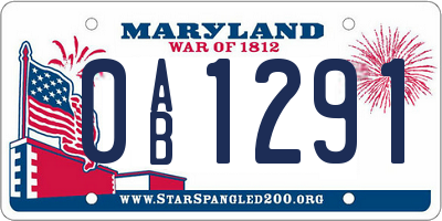 MD license plate 0AB1291