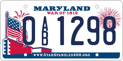 MD license plate 0AB1298