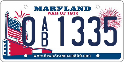 MD license plate 0AB1335