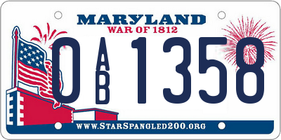 MD license plate 0AB1358
