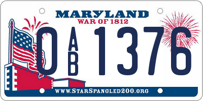 MD license plate 0AB1376