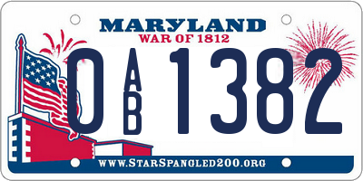 MD license plate 0AB1382