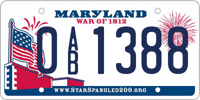 MD license plate 0AB1388