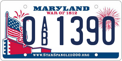 MD license plate 0AB1390