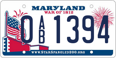 MD license plate 0AB1394