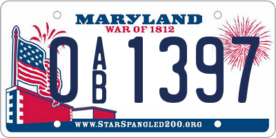 MD license plate 0AB1397