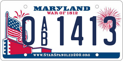 MD license plate 0AB1413
