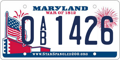 MD license plate 0AB1426