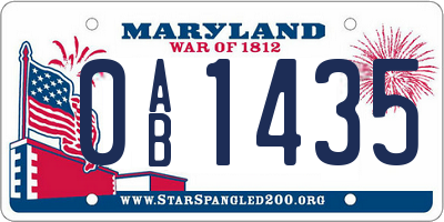 MD license plate 0AB1435
