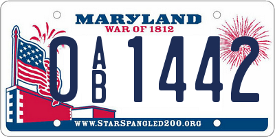 MD license plate 0AB1442