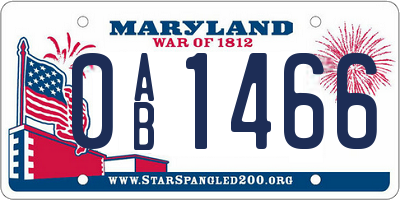 MD license plate 0AB1466