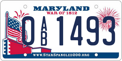 MD license plate 0AB1493