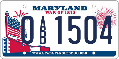 MD license plate 0AB1504