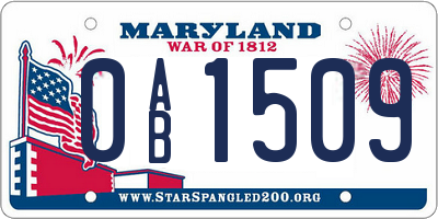 MD license plate 0AB1509