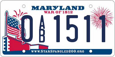 MD license plate 0AB1511