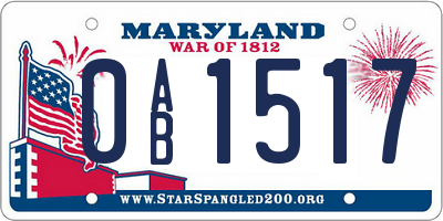 MD license plate 0AB1517