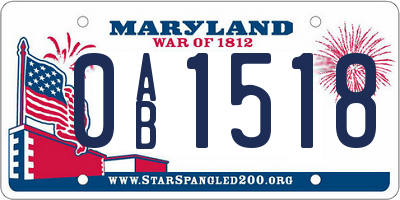 MD license plate 0AB1518