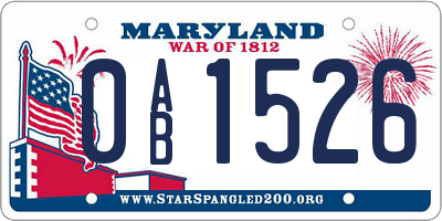 MD license plate 0AB1526