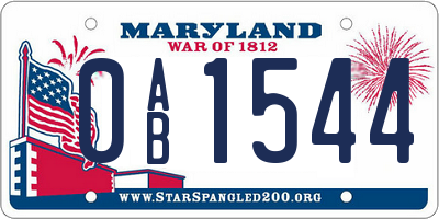 MD license plate 0AB1544