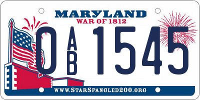 MD license plate 0AB1545