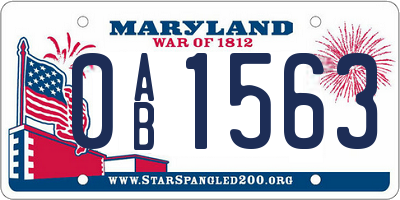MD license plate 0AB1563