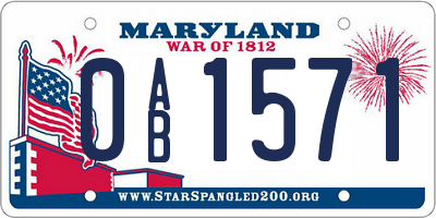 MD license plate 0AB1571