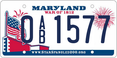 MD license plate 0AB1577
