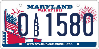 MD license plate 0AB1580