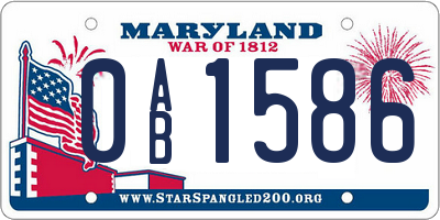 MD license plate 0AB1586