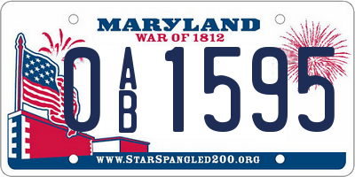 MD license plate 0AB1595