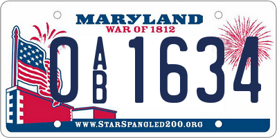 MD license plate 0AB1634