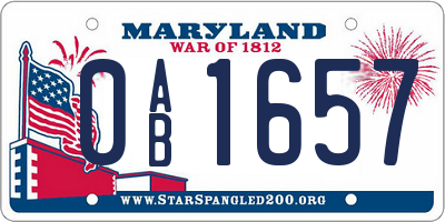 MD license plate 0AB1657
