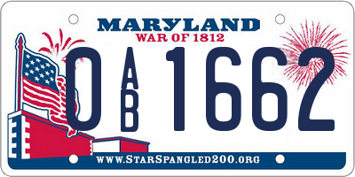 MD license plate 0AB1662