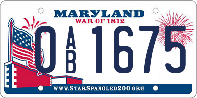 MD license plate 0AB1675