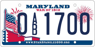 MD license plate 0AB1700