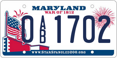 MD license plate 0AB1702