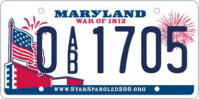 MD license plate 0AB1705