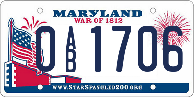 MD license plate 0AB1706