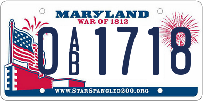 MD license plate 0AB1718