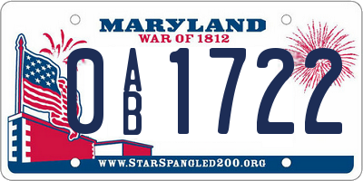 MD license plate 0AB1722