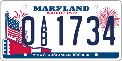 MD license plate 0AB1734