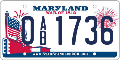 MD license plate 0AB1736
