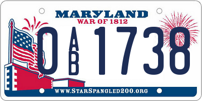 MD license plate 0AB1738