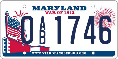 MD license plate 0AB1746