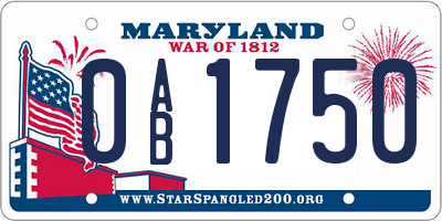 MD license plate 0AB1750