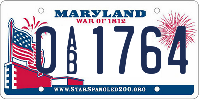 MD license plate 0AB1764