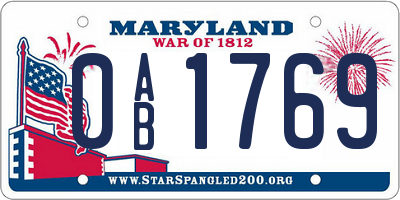 MD license plate 0AB1769