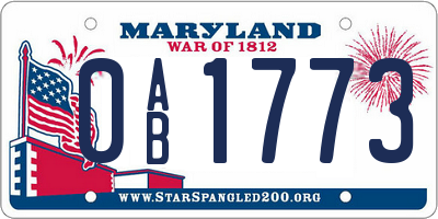 MD license plate 0AB1773