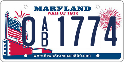 MD license plate 0AB1774